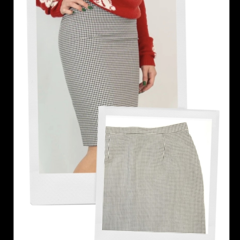 First Option Black & White Checkered Houndstooth Gingham Print Pencil Sz 10/12